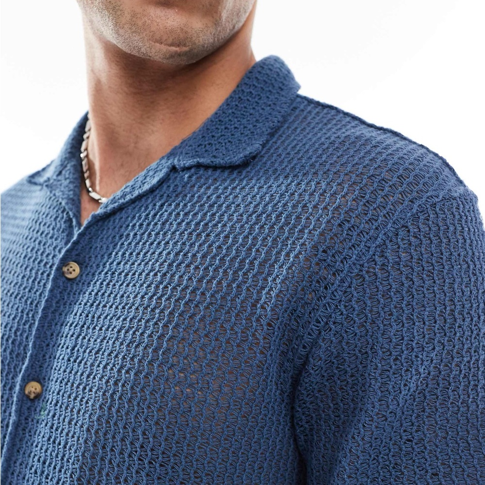Superdry Men’s Superdry Knitted texture shirt in ecru crochet - Picture 2 of 8